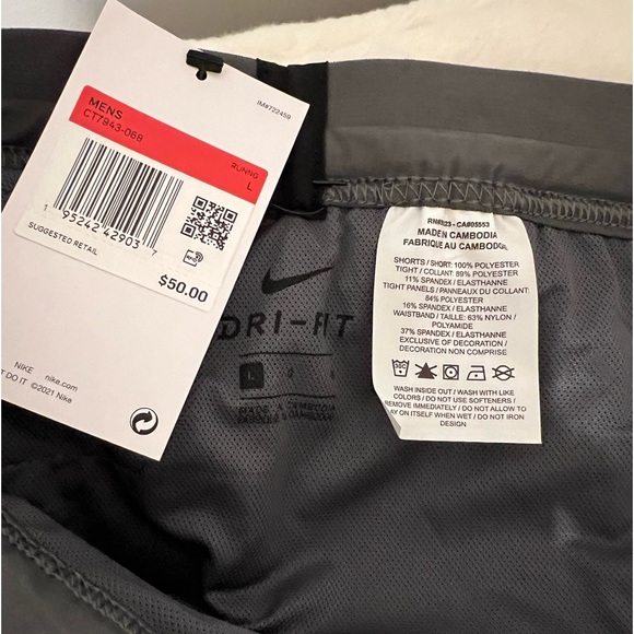 Nike Mens Dri-Fit Grey Running Short - Picture 5 of 9